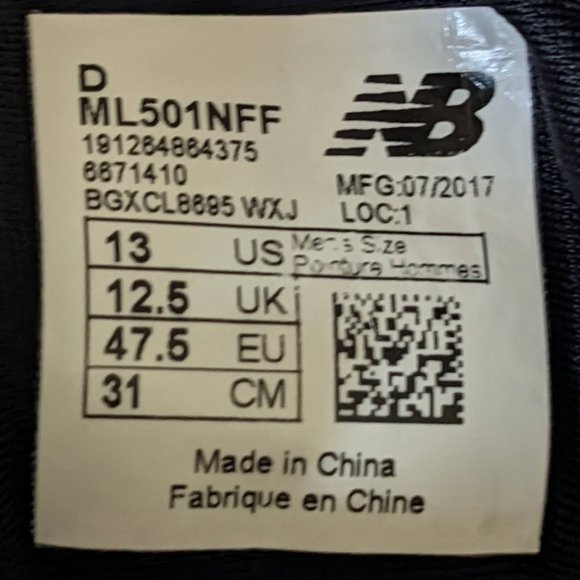 New Balance 501 Black LE Sneakers Mens 13 Used - Picture 6 of 6